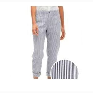 GAP Women's Cropped Pinstripe Ankle Pants - Blue & White